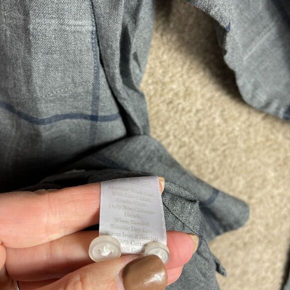 Everlane The Brushed Flannel Shirt Mens Size XS Dark Grey Long‎ Sleeve Plaid NEW - Picture 10 of 11